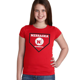 Nebraska Huskers Baseball Home Plate Youth Girls Tee Shirt