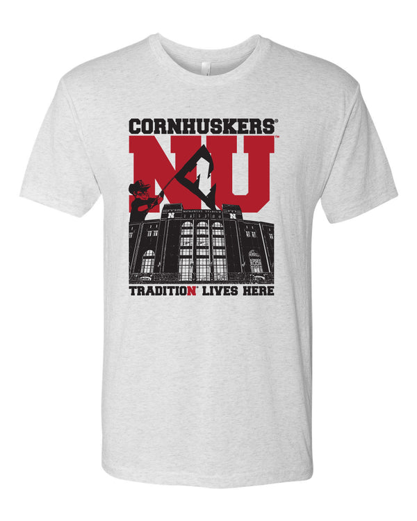 Premium Ultra-Soft Tri-Blend Nebraska Cornhuskers Football West Stadium Tee Shirt