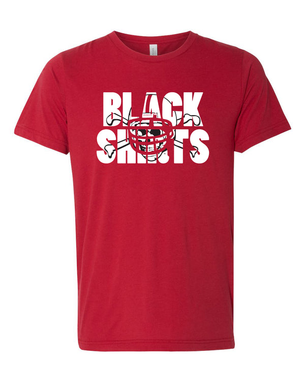 Premium Ultra-Soft Tri-Blend Nebraska Cornhuskers Football BLACKSHIRTS on Red Tee Shirt