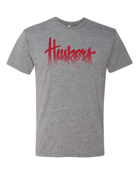 Nebraska Huskers Premium Tri-Blend Tee Shirt - Legacy Script Huskers Fade