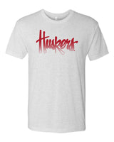 Premium Ultra-Soft Tri-Blend Nebraska Cornhuskers Legacy Script "Huskers" Tee Shirt