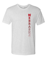 Premium Ultra-Soft Tri-Blend Nebraska Cornhuskers Vertical "NEBRASKA" Tee Shirt