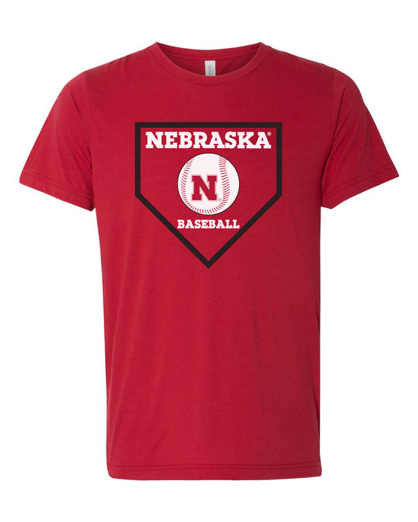 Premium Ultra-Soft Tri-Blend Nebraska Huskers Baseball Home Plate Tee Shirt