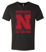Premium Ultra-Soft Tri-Blend Nebraska Cornhuskers "Nebraska N GO BIG RED" Tee Shirt