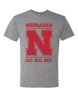 Premium Ultra-Soft Tri-Blend Nebraska Cornhuskers "Nebraska N GO BIG RED" Tee Shirt