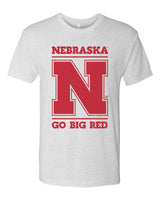 Premium Ultra-Soft Tri-Blend Nebraska Cornhuskers "Nebraska N GO BIG RED" Tee Shirt