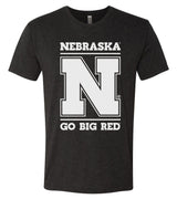 Premium Ultra-Soft Tri-Blend Nebraska Cornhuskers "Nebraska N GO BIG RED" Tee Shirt