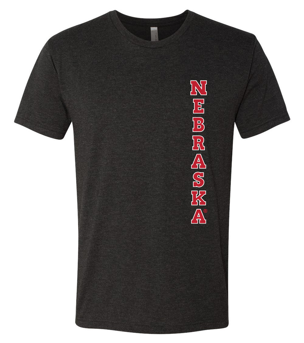 Premium Ultra-Soft Tri-Blend Nebraska Cornhuskers Vertical "NEBRASKA" Tee Shirt