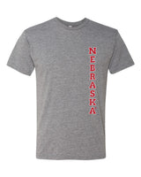 Premium Ultra-Soft Tri-Blend Nebraska Cornhuskers Vertical "NEBRASKA" Tee Shirt