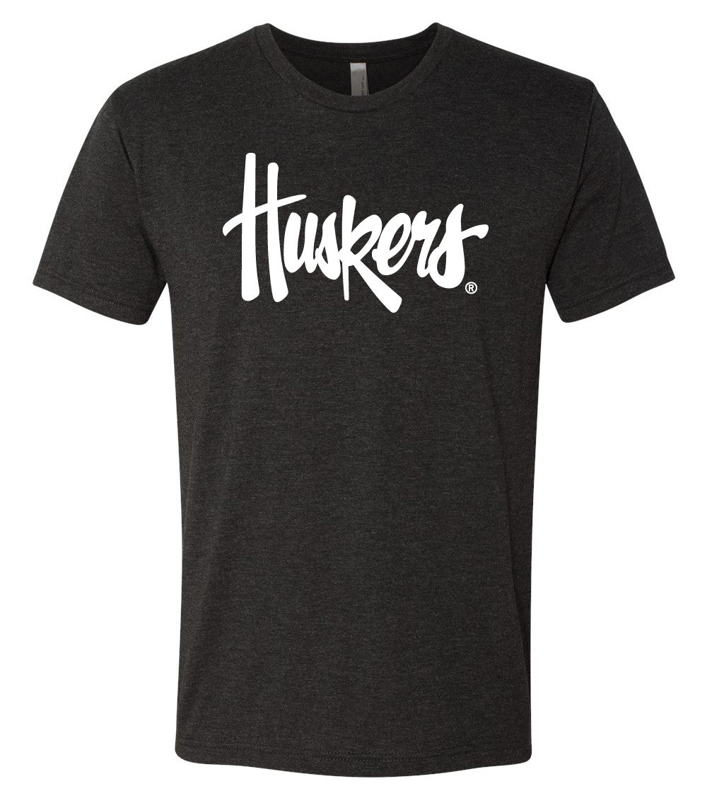 Premium Ultra-Soft Tri-Blend Nebraska Cornhuskers Legacy Script "Huskers" Tee Shirt