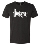 Premium Ultra-Soft Tri-Blend Nebraska Cornhuskers Legacy Script "Huskers" Tee Shirt