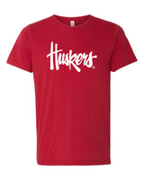 Premium Ultra-Soft Tri-Blend Nebraska Cornhuskers Legacy Script "Huskers" Tee Shirt