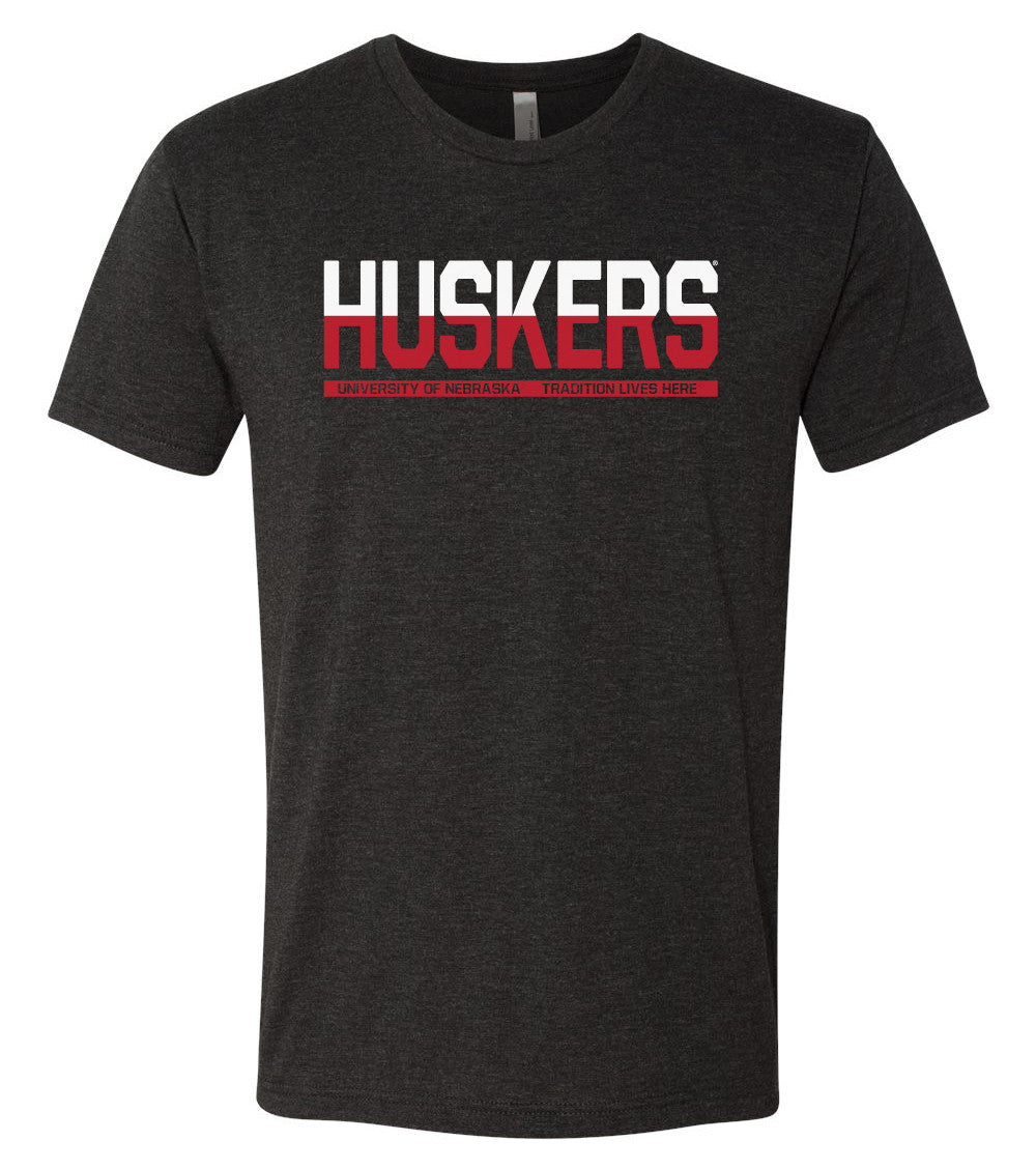Premium Ultra-Soft Tri-Blend Nebraska Cornhuskers ½ & ½ "HUSKERS" Tee Shirt