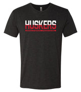 Premium Ultra-Soft Tri-Blend Nebraska Cornhuskers ½ & ½ "HUSKERS" Tee Shirt
