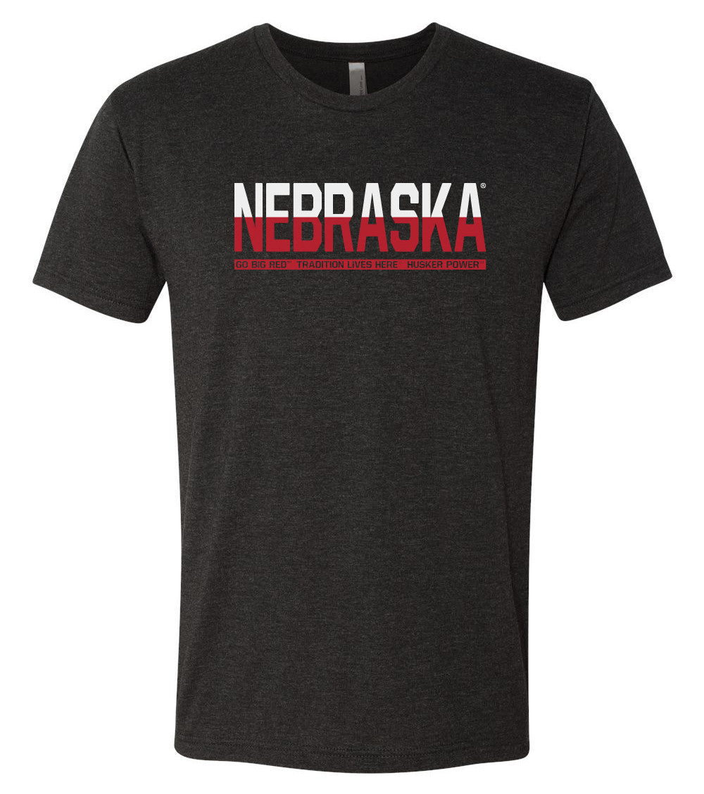 Premium Ultra-Soft Tri-Blend Nebraska Cornhuskers ½ & ½ "NEBRASKA" Tee Shirt