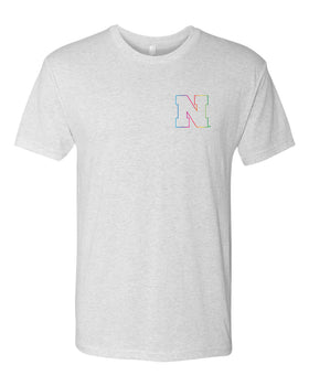 Nebraska Rainbow Outline N Premium Tri-Blend Tee Shirt