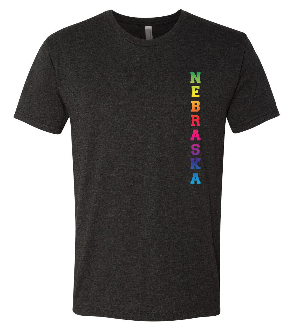 Rainbow "NEBRASKA" Huskers Premium Tri-Blend Tee Shirt