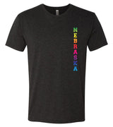 Rainbow "NEBRASKA" Huskers Premium Tri-Blend Tee Shirt
