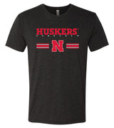 Nebraska Husker Tee Shirt Premium Tri-Blend - HUSKERS Stripe N