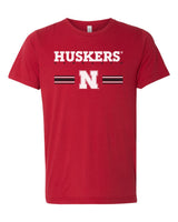 Nebraska Husker Tee Shirt Premium Tri-Blend - HUSKERS Stripe N