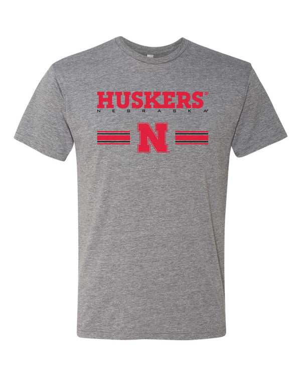 Nebraska Husker Tee Shirt Premium Tri-Blend - HUSKERS Stripe N