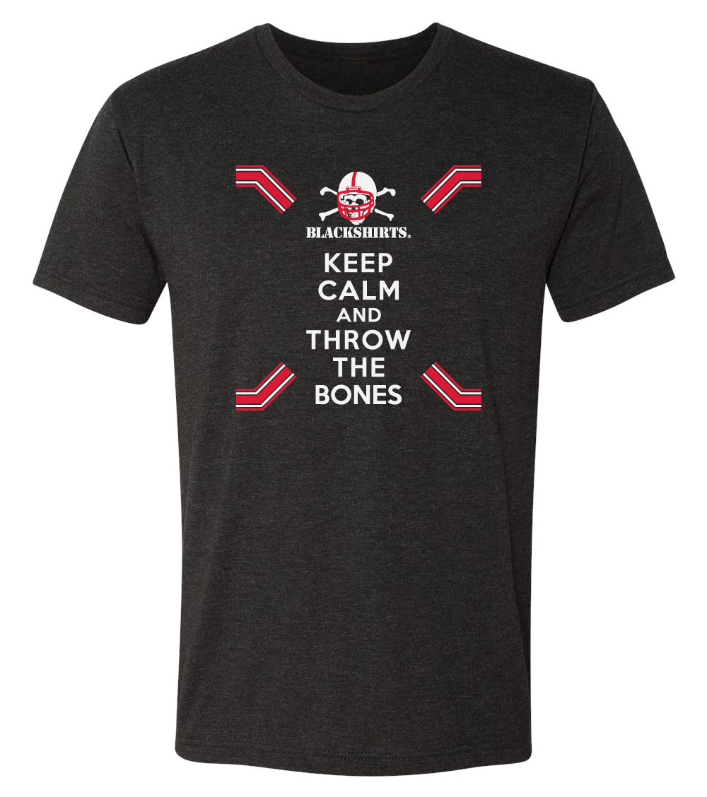 Nebraska Husker Tee Shirt Premium Tri-Blend - Keep Calm and THROW THE BONES