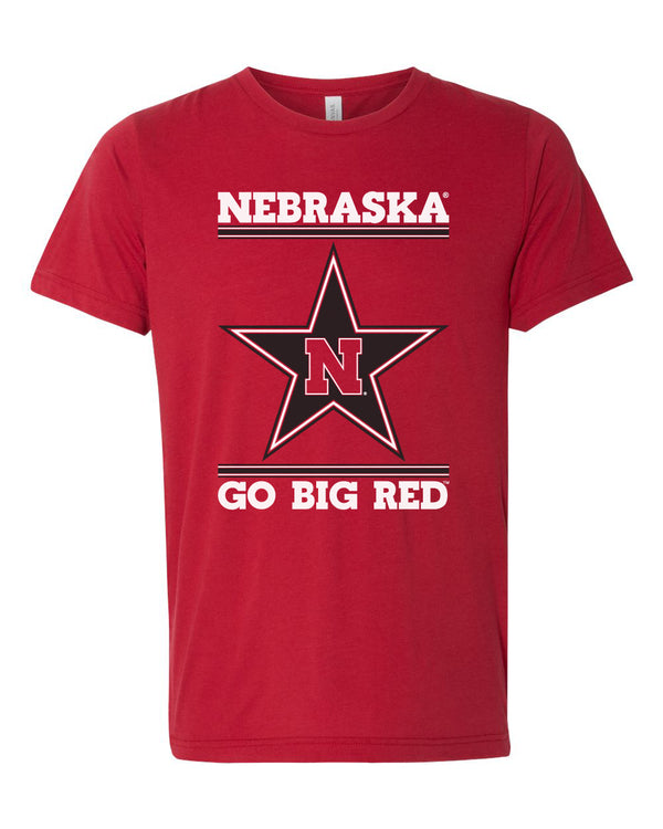 Nebraska Husker Tee Shirt Premium Tri-Blend - Star N GO BIG RED