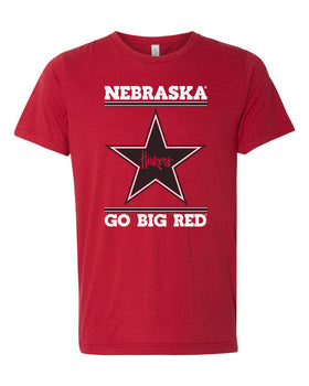 Nebraska Husker Tee Shirt Premium Tri-Blend - Star Huskers GO BIG RED