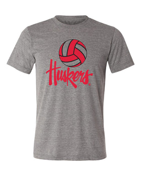 Nebraska Huskers Premium Tri-Blend Tee Shirt - Nebraska Volleyball Legacy Script Huskers