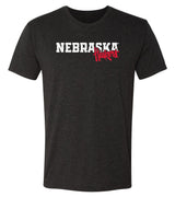 Nebraska Huskers Premium Tri-Blend Tee Shirt - Nebraska Huskers Script Overlapping