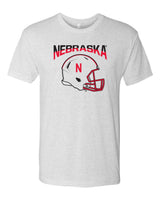 Nebraska Huskers Premium Tri-Blend Tee Shirt - Nebraska Huskers Football Helmet