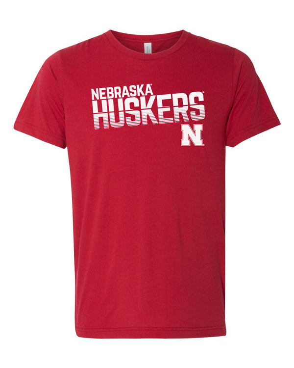 Nebraska Huskers Premium Tri-Blend Tee Shirt - Huskers Stripe Fade