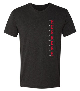 Nebraska Huskers Premium Tri-Blend Tee Shirt - Vertical Nebraska Huskers