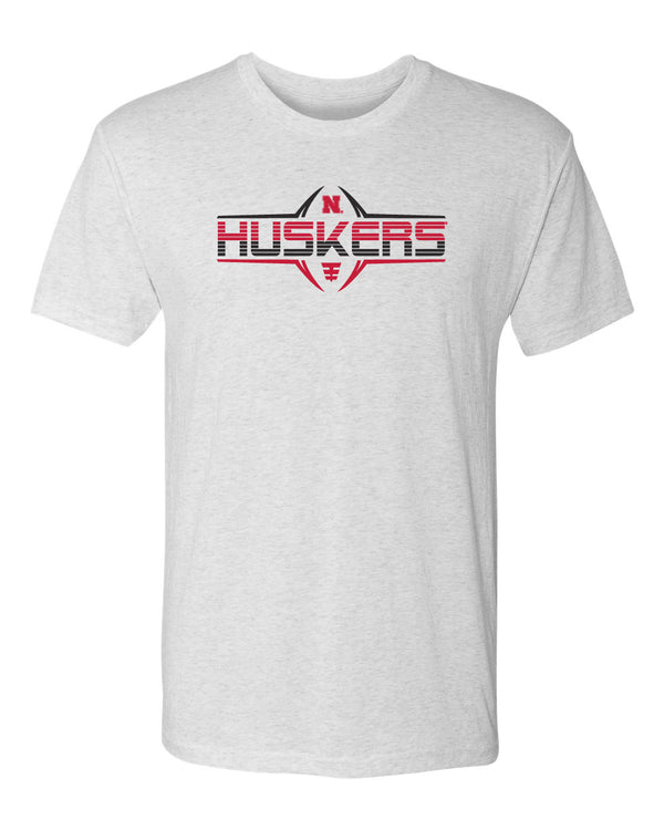 Nebraska Huskers Premium Tri-Blend Tee Shirt - Striped HUSKERS Football Laces