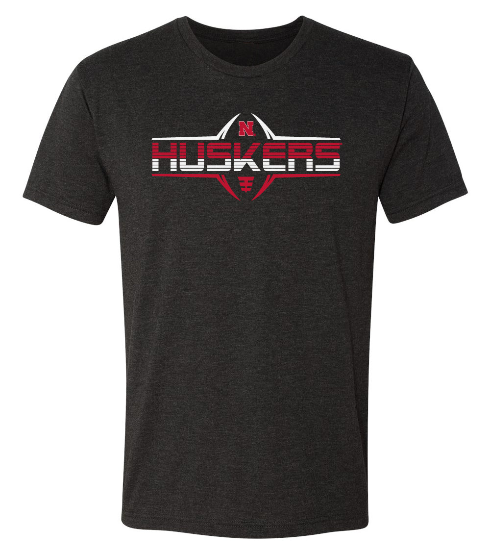 Nebraska Huskers Premium Tri-Blend Tee Shirt - Striped HUSKERS Football Laces