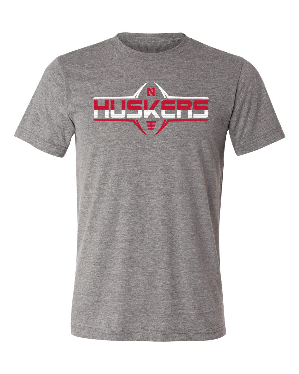 Nebraska Huskers Premium Tri-Blend Tee Shirt - Striped HUSKERS Football Laces