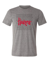 Nebraska Huskers Premium Tri-Blend Tee Shirt - Script Huskers Overlay