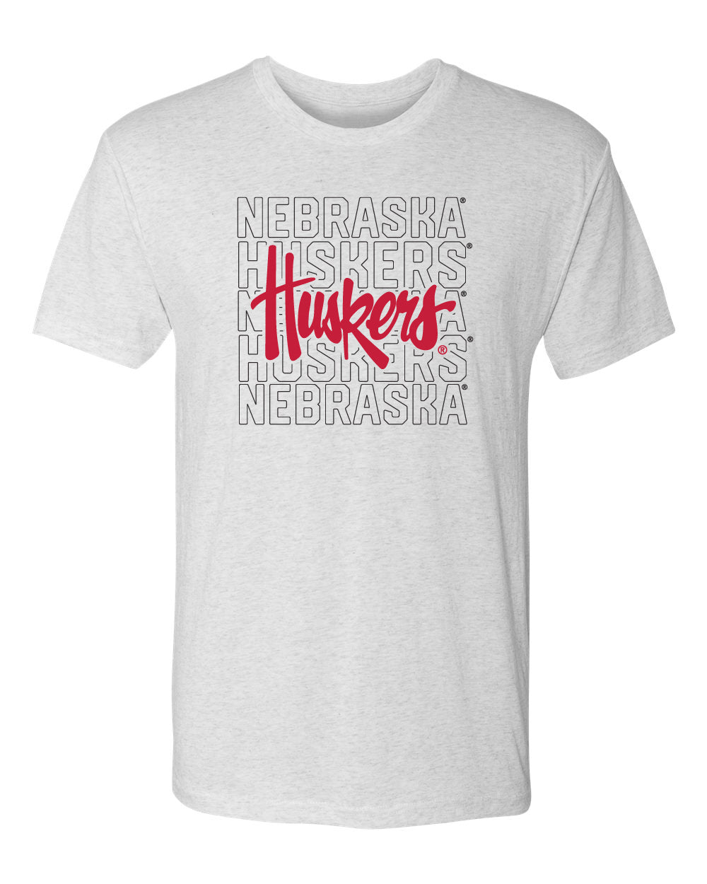 Nebraska Huskers Premium Tri-Blend Tee Shirt - Script Huskers Overlay