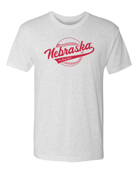 Nebraska Huskers Premium Tri-Blend Tee Shirt - Script Nebraska Baseball