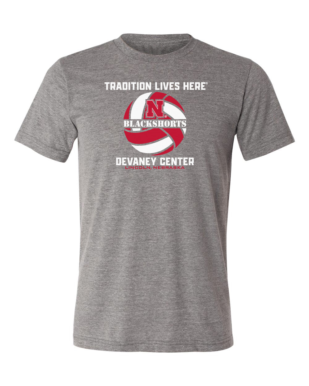 Nebraska Huskers Premium Tri-Blend Tee Shirt - Blackshorts Volleyball Tradition Lives Here