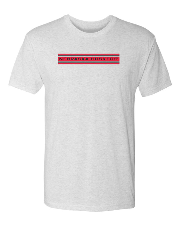 Nebraska Huskers Premium Tri-Blend Tee Shirt - Nebraska Huskers Horiz Stripe