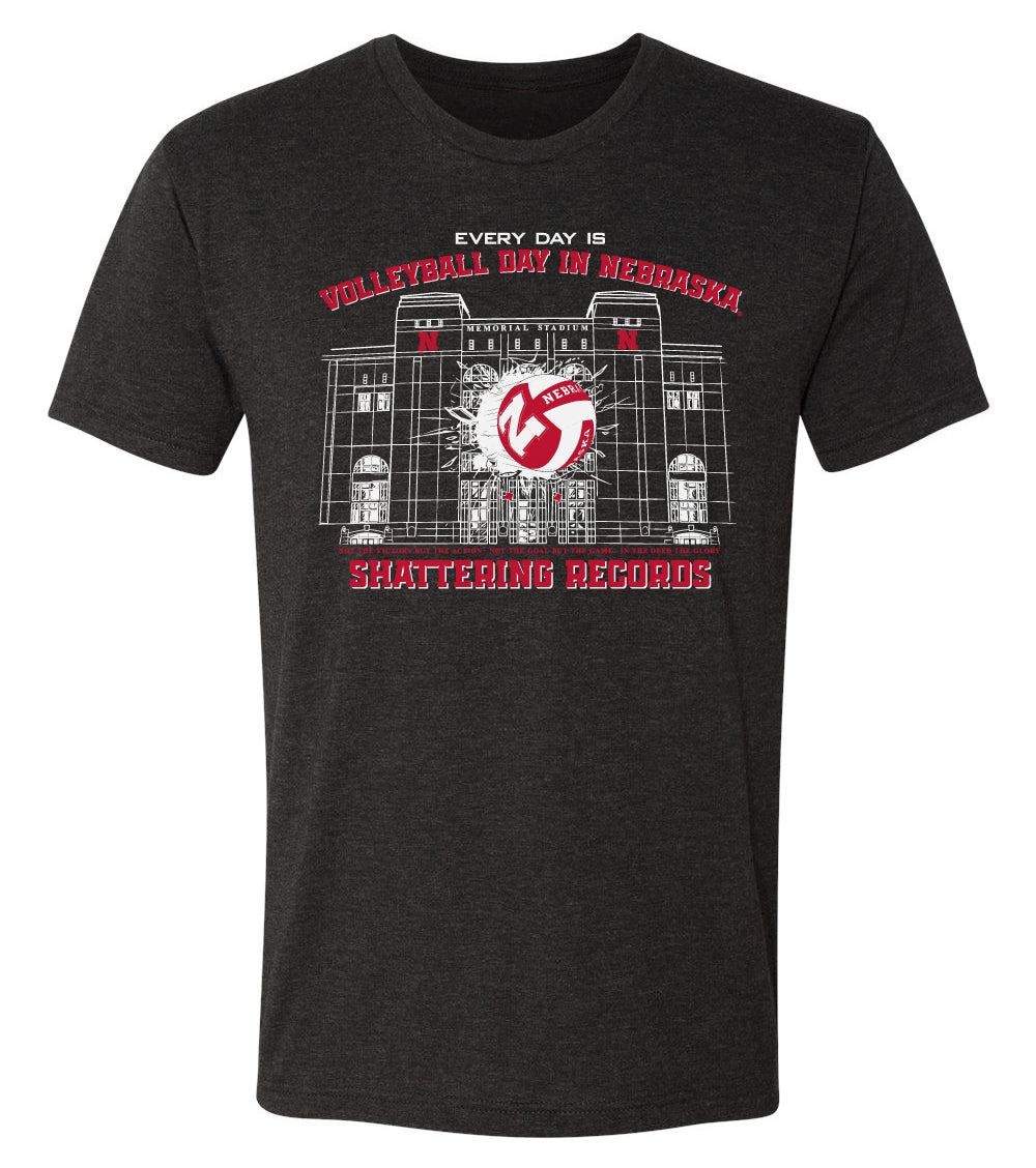 Nebraska Huskers Premium Tri-Blend Tee Shirt - Volleyball Day in Nebraska