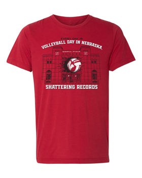 Nebraska Huskers Premium Tri-Blend Tee Shirt - Volleyball Day in Nebraska