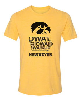 Iowa Premium Tri-Blend Tee Shirt - Iowa Hawkeye State Outline