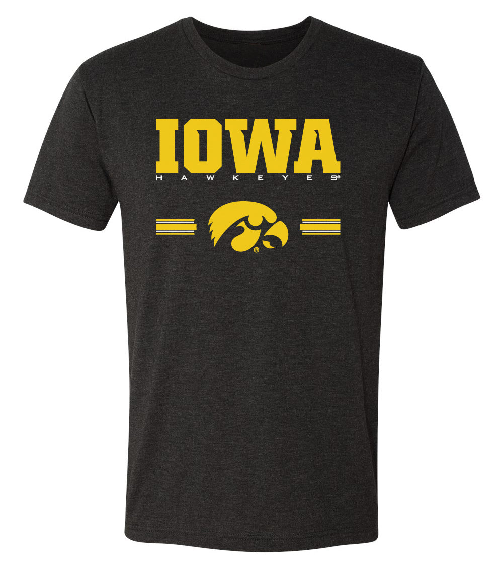 Iowa Hawkeyes Premium Tri-Blend Tee Shirt  - IOWA Hawkeyes Horizontal Stripe