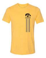 Iowa Hawkeyes Premium Tri-Blend Tee Shirt - IOWA Hawkeyes Vertical Stripe with Tigerhawk