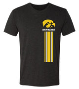 Iowa Hawkeyes Premium Tri-Blend Tee Shirt - IOWA Hawkeyes Vertical Stripe with Tigerhawk