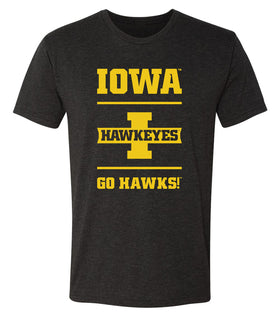 Iowa Hawkeyes Premium Tri-Blend Tee Shirt - Iowa Hawkeyes - Go Hawks