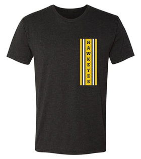 Iowa Hawkeyes Premium Tri-Blend Tee Shirt - Vertical Stripe with HAWKEYES