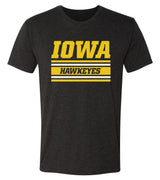 Iowa Hawkeyes Premium Tri-Blend Tee Shirt - Horizontal Stripe Italic Iowa HAWKEYES